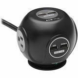 Tripp Lite by Eaton 3-Outlet Spherical Surge Protector, 4 USB Ports (4.8A Shared) - 6 ft. (1.83 m) Cord, 5-15P Plug, 540 Joules, Black — TLP36USB