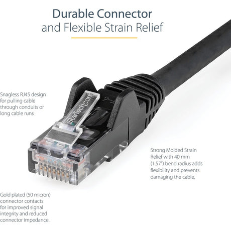 StarTech.com 30cm(1ft) CAT6 Ethernet Cable, LSZH (Low Smoke Zero Halogen) 10 GbE Snagless 100W PoE UTP RJ45 Black Network Patch Cord, ETL — N6LPATCH1BK