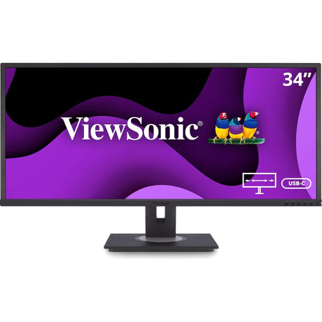 ViewSonic VG3456 34 Inch 21:9 UltraWide WQHD 1440p Monitor with Ergonomics Design USB C Docking Built-In Gigabit Ethernet for Home and Office — VG3456CA