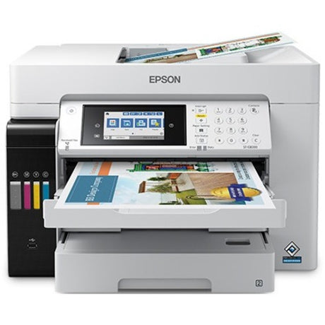 Epson WorkForce ST-C8090 Inkjet Multifunction Printer-Color-Copier/Fax/Scanner-4800x1200 dpi Print-Automatic Duplex Print-66000 Pages-550 sheets Input-Color Flatbed Scanner-1200 dpi Optical Scan-Color Fax-Wireless LAN-Epson Connect-Mopria — C11CH71203