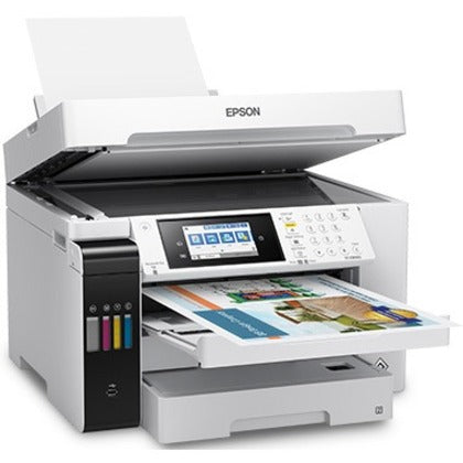 Epson WorkForce ST-C8090 Inkjet Multifunction Printer-Color-Copier/Fax/Scanner-4800x1200 dpi Print-Automatic Duplex Print-66000 Pages-550 sheets Input-Color Flatbed Scanner-1200 dpi Optical Scan-Color Fax-Wireless LAN-Epson Connect-Mopria — C11CH71203