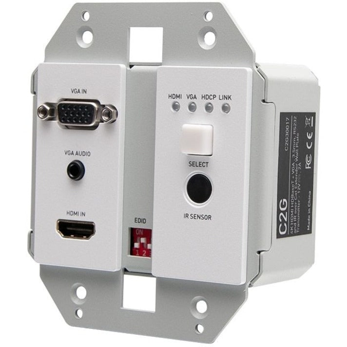 C2G HDBaseT HDMI Extender + VGA, 3.5mm, RS232 and IR over Cat - Dual Gang HDMI Wall Plate Transmitter - 4K 60Hz — C2G30017