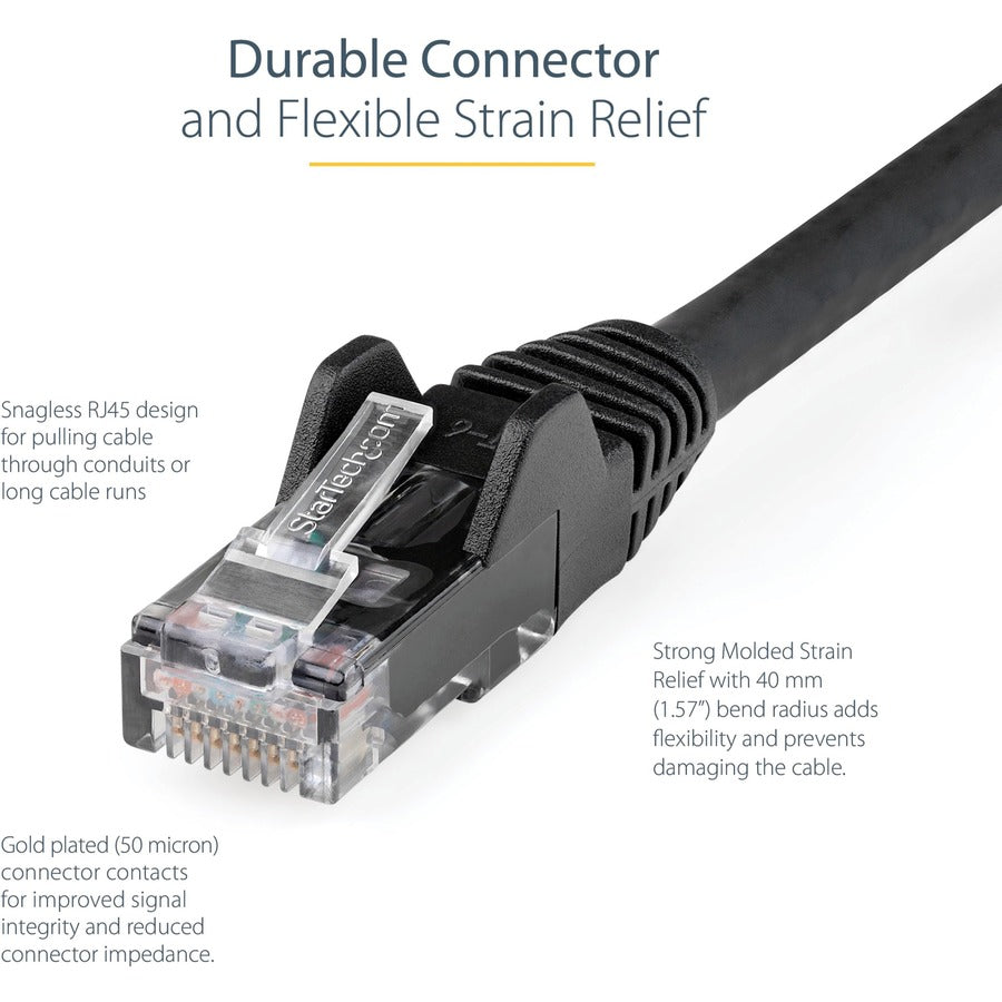 StarTech.com 30ft (9m) CAT6 Ethernet Cable, LSZH (Low Smoke Zero Halogen) 10 GbE Snagless 100W PoE UTP RJ45 Black Network Patch Cord, ETL — N6LPATCH30BK