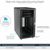 StarTech.com 4-Post 32U Server Rack Cabinet, 19" Data Rack Cabinet for Computer / IT Equipment, Home Network Rack, Half Height Server Rack — RK3236BKF