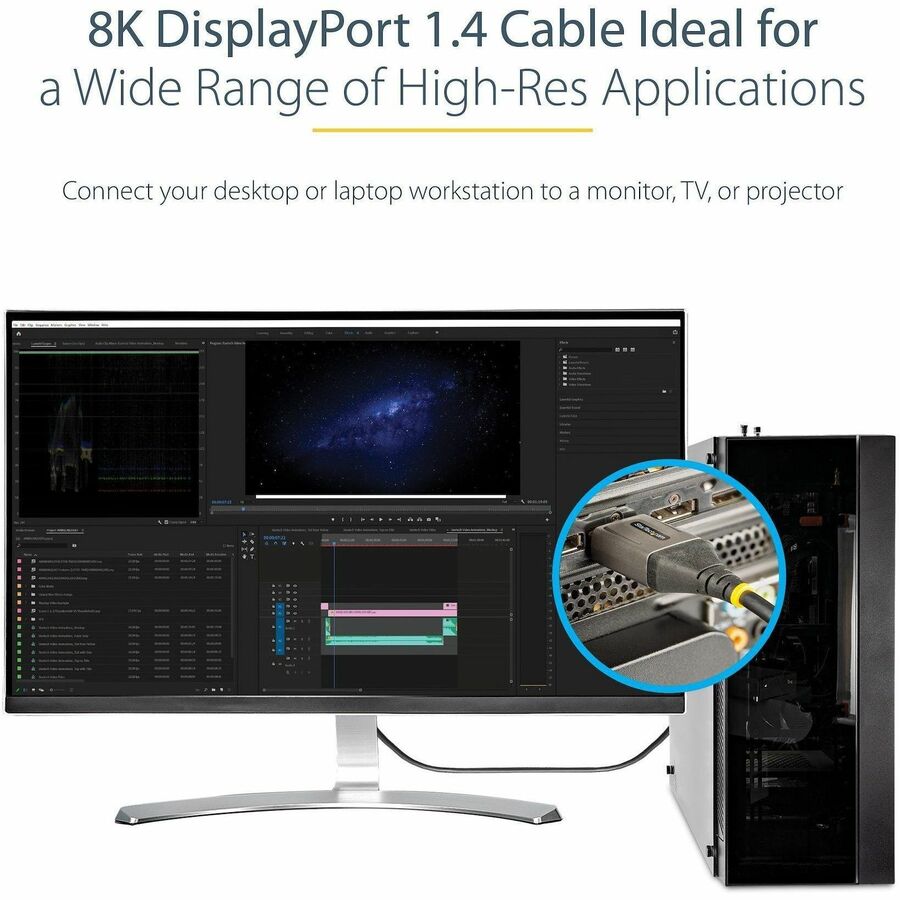 StarTech.com 13ft (4m) VESA Certified DisplayPort 1.4 Cable, 8K 60Hz HDR10, UHD 4K 120Hz Video, DP to DP Monitor Cord, DP 1.4 Cable, M/M — DP14VMM4M