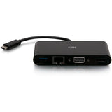 C2G USB-C to HDMI, VGA, USB A, Ethernet Adapter - 4K 30 Hz - Black — C2G29828