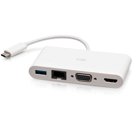 C2G USB-C to HDMI, VGA, USB A & RJ45 Adapter - 4K 30 Hz - White — C2G29829