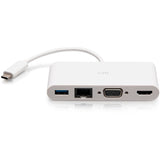 C2G USB-C to HDMI, VGA, USB A & RJ45 Adapter - 4K 30 Hz - White — C2G29829