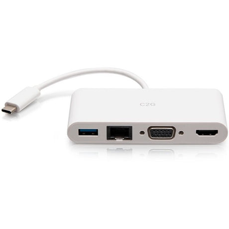 C2G USB-C to HDMI, VGA, USB A & RJ45 Adapter - 4K 30 Hz - White — C2G29829