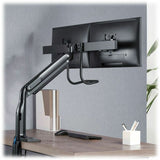 Tripp Lite Safe-IT Precision-Placement Dual-Display Desk Clamp or Grommet with Antimicrobial Tape for 17" to 35" Displays, USB Ports — DMPDD1735AM