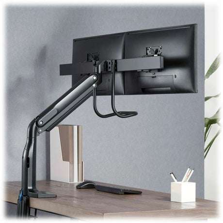 Tripp Lite Safe-IT Precision-Placement Dual-Display Desk Clamp or Grommet with Antimicrobial Tape for 17" to 35" Displays, USB Ports — DMPDD1735AM