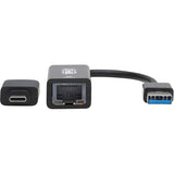 Eaton Tripp Lite Series USB-C, USB-A to RJ45 Gigabit Ethernet Network Adapter (2xM/F), USB 3.2 Gen 1, Black — U336-000-GB-CA