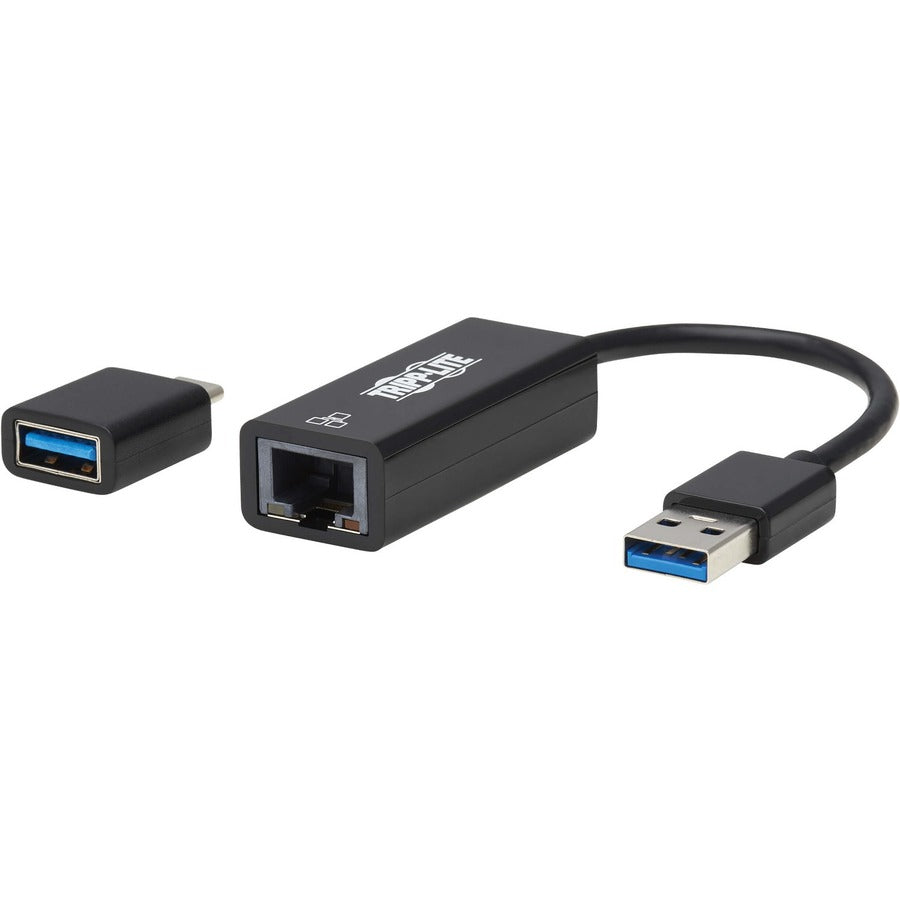 Eaton Tripp Lite Series USB-C, USB-A to RJ45 Gigabit Ethernet Network Adapter (2xM/F), USB 3.2 Gen 1, Black — U336-000-GB-CA