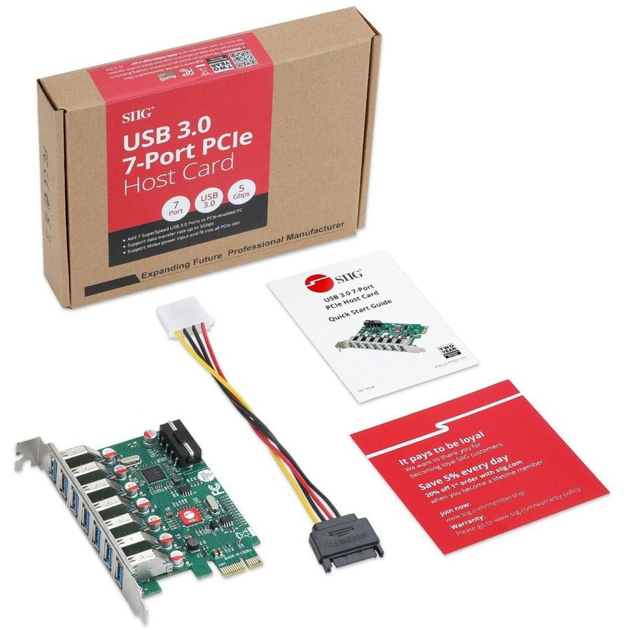 SIIG USB 3.0 7 Port PCIe Host Card - UASP Mode — JU-P70211-S1