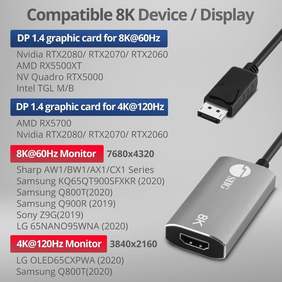 SIIG DisplayPort 1.4 to HDMI Adapter - 8K 60Hz Male to Female — CB-DP2611-S1