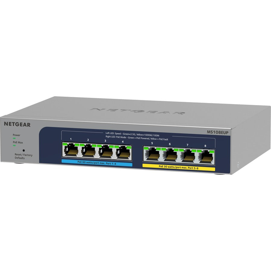 Netgear 8-port Ultra60 PoE++ Multi-Gigabit (2.5G) Ethernet Plus Switch — MS108EUP-100NAS