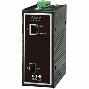 Eaton Tripp Lite Series Industrial Gigabit Fiber to Ethernet Media Converter, 10/100/1000 Mbps, RJ45/SFP, -40° to 75°C, DC Power, TAA — N785-I01-SFP-D