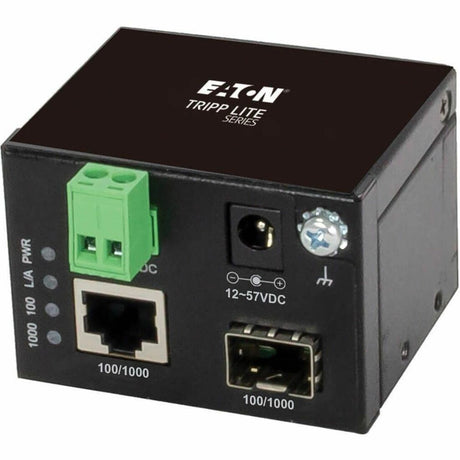 Tripp Lite Unmanaged Industrial Gigabit Fiber to Ethernet Media Converter 10/100/1000 Mbps RJ45/SFP -40° to 75°C DC Power — N785-I01-SFP-DU