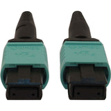 Eaton Tripp Lite Series 40/100/400G Multimode 50/125 OM3 Fiber Optic Cable (12F MTP/MPO-PC F/F), LSZH, Aqua, 5 m (16.4 ft.) — N844B-05M-12-P