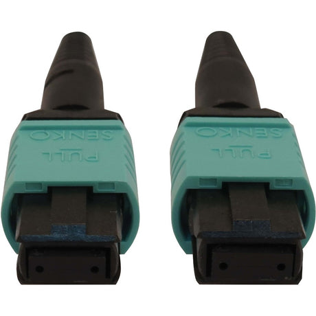 Eaton Tripp Lite Series 40/100/400G Multimode 50/125 OM3 Fiber Optic Cable (12F MTP/MPO-PC F/F), LSZH, Aqua, 5 m (16.4 ft.) — N844B-05M-12-P