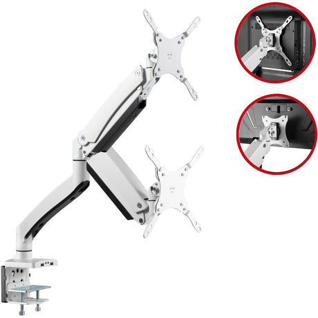 SIIG Single Monitor Gas Spring Aluminum Desk Monitor Arm with USB and Audio Ports - 17" to 49" — CE-MT3H11-S1
