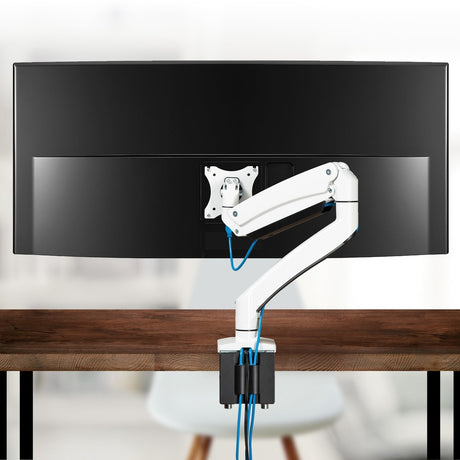 SIIG Single Monitor Gas Spring Aluminum Desk Monitor Arm with USB and Audio Ports - 17" to 49" — CE-MT3H11-S1
