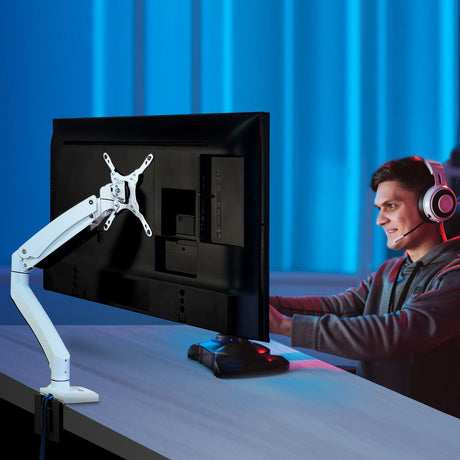 SIIG Single Monitor Gas Spring Aluminum Desk Monitor Arm with USB and Audio Ports - 17" to 49" — CE-MT3H11-S1