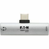 Tripp Lite by Eaton USB-C to 3.5 mm Headphone Jack Adapter for Hi-Res Stereo Audio - PD 3.0 and QC 2.0 Charging, Silver — U437-001-C-V2