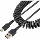 StarTech.com 20in (50cm) USB A to C Charging Cable, Coiled Heavy Duty USB 2.0 A to Type-C, Durable Fast Charge & Sync USB-C Cable, Black — R2ACC-50C-USB-CABLE