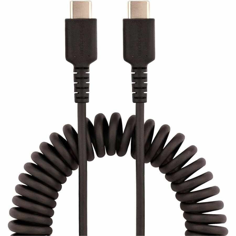 StarTech.com 3ft (1m) USB C Charging Cable, Coiled Heavy Duty Fast Charge & Sync USB-C Cable, High Quality USB 2.0 Type-C Cable, Black — R2CCC-1M-USB-CABLE