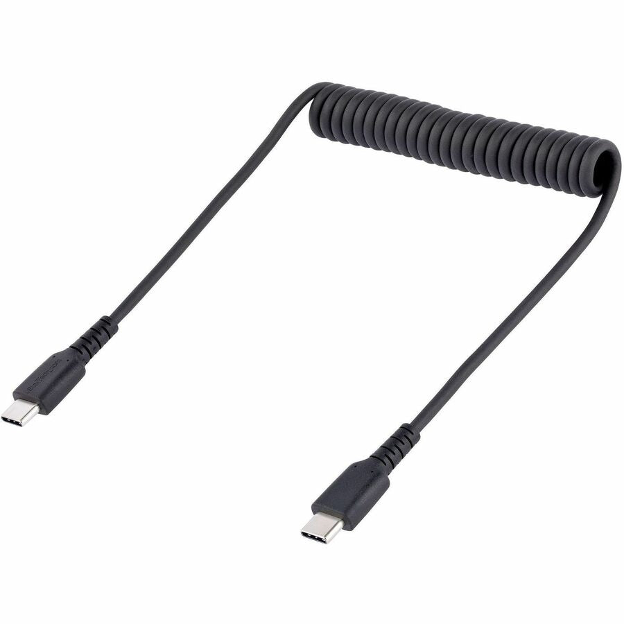 StarTech.com 20in (50cm) USB C Charging Cable, Coiled Heavy Duty Fast Charge & Sync USB-C Cable, High Quality USB 2.0 Type-C Cable, Black — R2CCC-50C-USB-CABLE