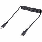 StarTech.com 20in (50cm) USB C Charging Cable, Coiled Heavy Duty Fast Charge & Sync USB-C Cable, High Quality USB 2.0 Type-C Cable, Black — R2CCC-50C-USB-CABLE