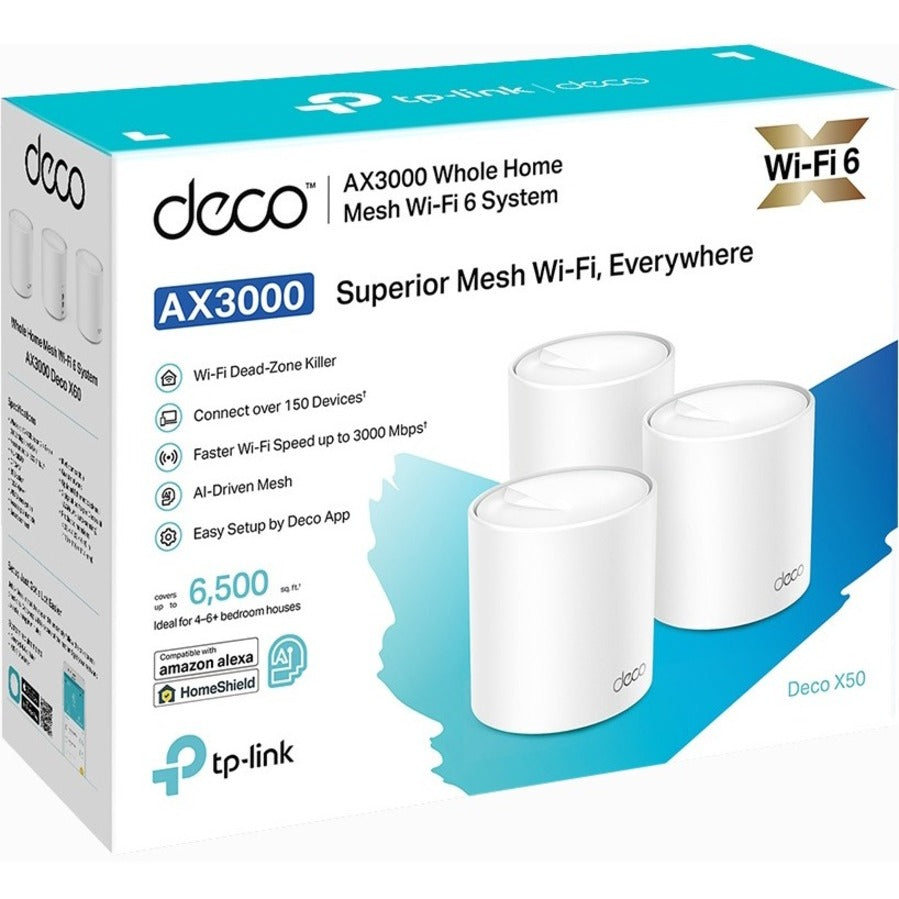 TP-Link Deco X50(3-pack) - AX3000 Whole Home Mesh Wi-Fi 6 System, 3-Pack — DecoX50-3-pack