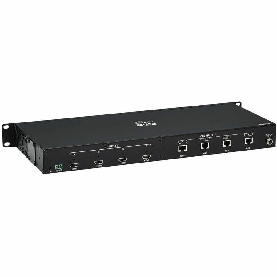 Eaton Tripp Lite Series 4x4 HDMI over Cat6 Matrix Switch Kit, Switch/4x Pigtail Receivers - 4K 60 Hz, HDR, 4: 4: 4, PoC, 230 ft. (70.1 m), TAA — B127A-4X4-BH4PH