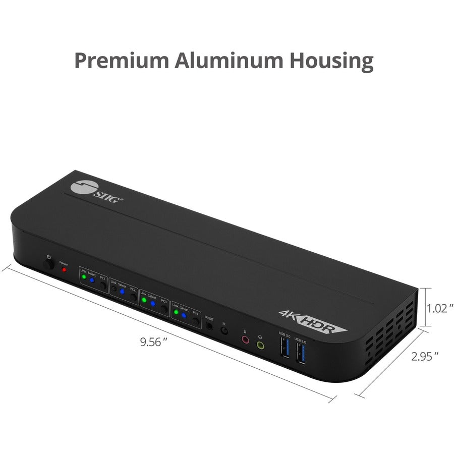 SIIG 4x1 HDMI 4K HDR KVM USB 3.0 Switch with Remote Control — CE-KV0F11-S1