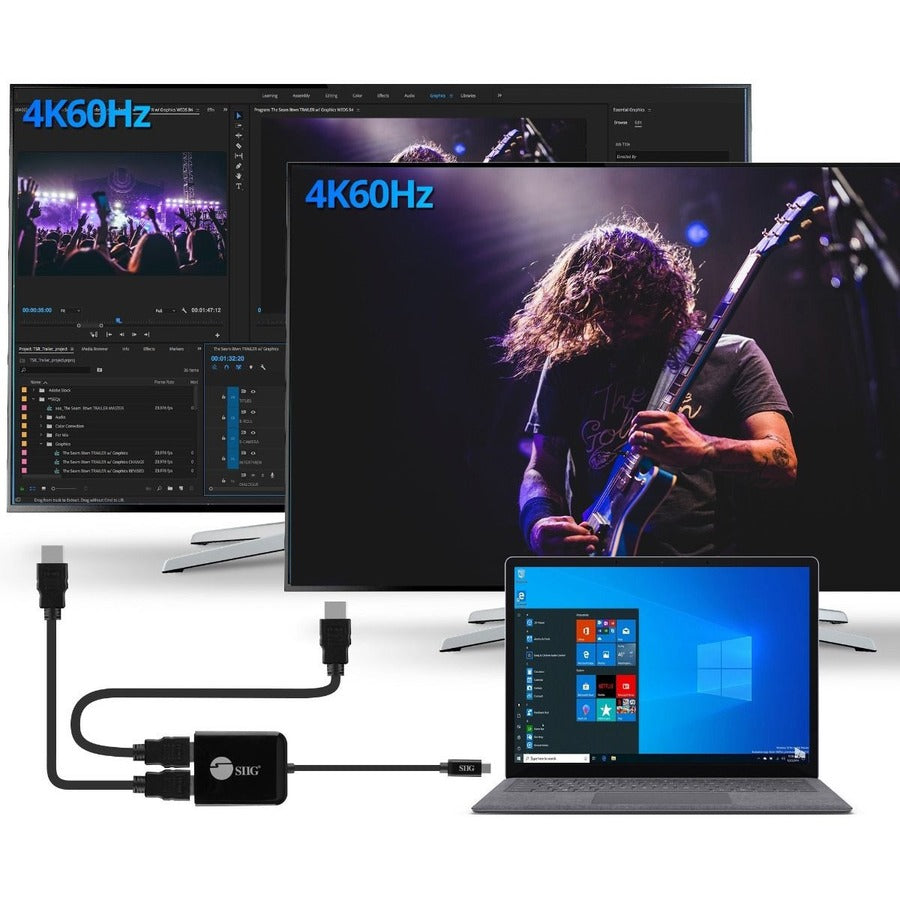SIIG 1x2 USB-C to HDMI 4K60 MST Hub Splitter — CE-DP0T11-S1