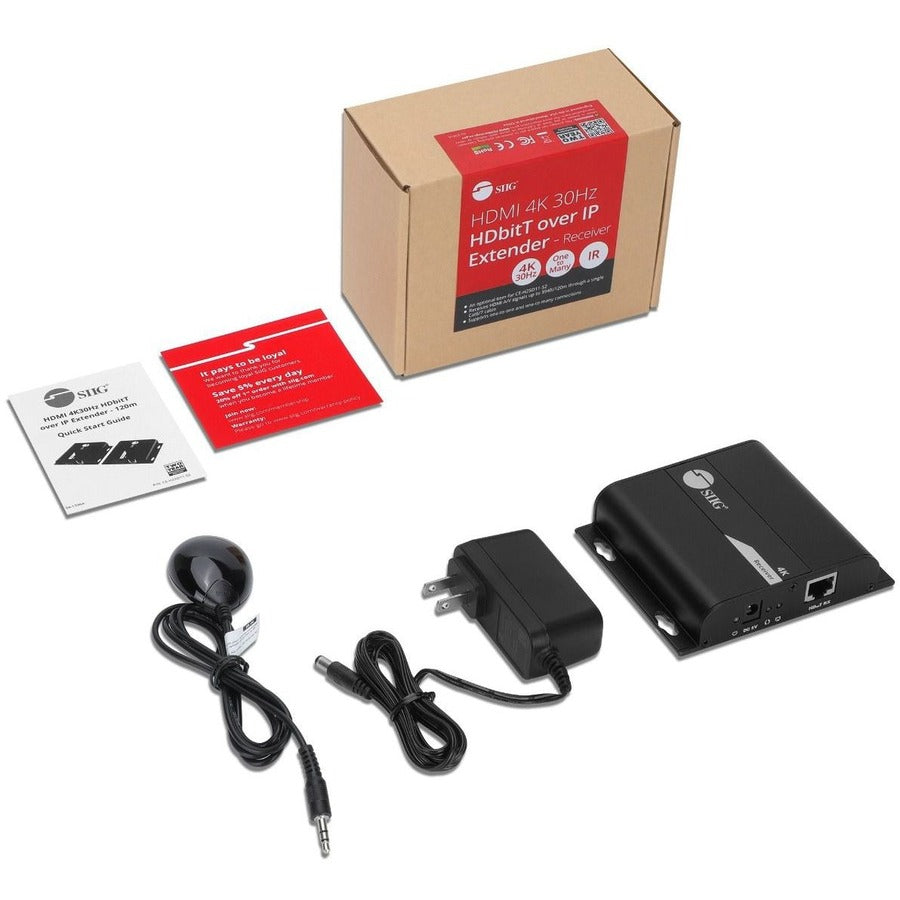 SIIG HDMI 4K30Hz HDbitT over IP Extender - Receiver — CE-H25E11-S2