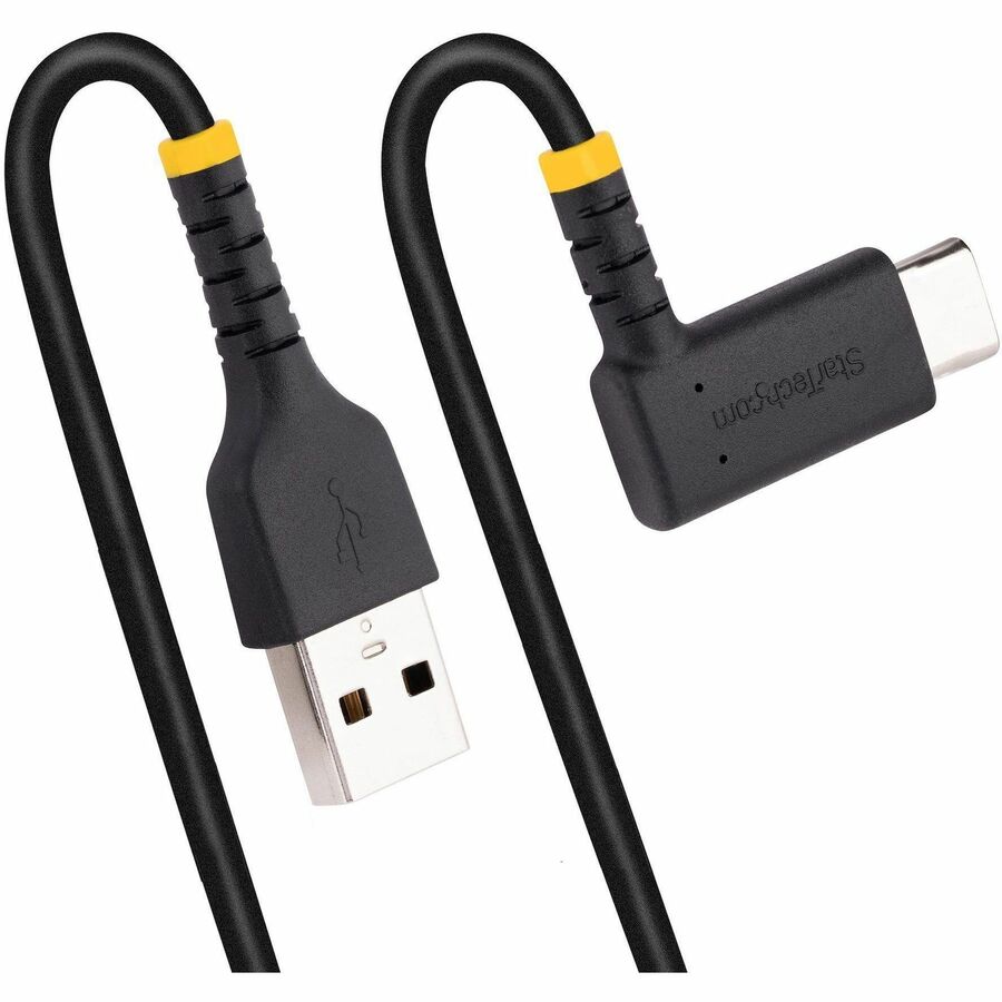 StarTech.com 3ft (1m) USB A to C Charging Cable Right Angle, Heavy Duty Fast Charge USB-C Cable, Durable and Rugged Aramid Fiber, 3A — R2ACR-1M-USB-CABLE