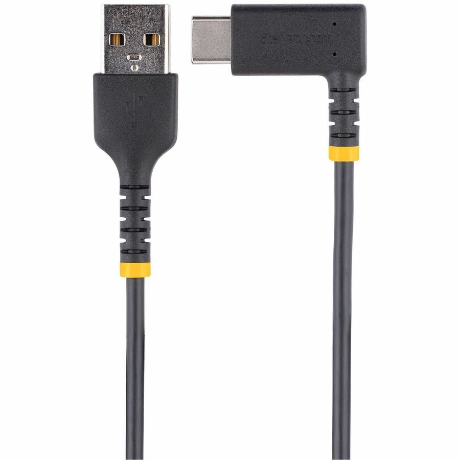 StarTech.com 6in (15cm) USB A to C Charging Cable Right Angle, Heavy Duty Fast Charge USB-C Cable, Durable and Rugged Aramid Fiber, 3A — R2ACR-15C-USB-CABLE