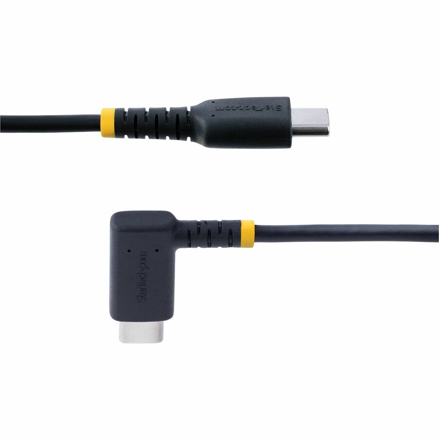 StarTech.com 6ft (2m) USB C Charging Cable Right Angle, 60W PD 3A, Heavy Duty Fast Charge USB-C Cable, Durable Rugged Aramid Fiber — R2CCR-2M-USB-CABLE