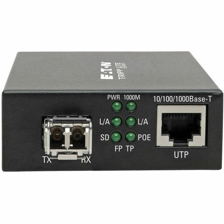 Eaton Tripp Lite Series Gigabit Multimode Fiber to Ethernet Media Converter, PoE+ - International Power Cables, 10/100/1000 LC, 850 nm, 550 m (1, 804 ft.) — N785-INT-PLCMM1