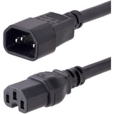 StarTech.com 10ft (3m) Heavy Duty Extension Cord, IEC C14 to IEC C15 Black Extension Cord, 15A 125V, 14AWG, Heavy Gauge Power Cable — H1415-10F-POWER-CORD