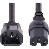 StarTech.com 10ft (3m) Heavy Duty Extension Cord, IEC C14 to IEC C15 Black Extension Cord, 15A 125V, 14AWG, Heavy Gauge Power Cable — H1415-10F-POWER-CORD