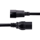 StarTech.com 10ft (3m) Heavy Duty Extension Cord, IEC C14 to IEC C15 Black Extension Cord, 15A 125V, 14AWG, Heavy Gauge Power Cable — H1415-10F-POWER-CORD