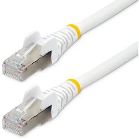 StarTech.com 7ft CAT6a Ethernet Cable, White Low Smoke Zero Halogen (LSZH) 10 GbE 100W PoE S/FTP Snagless RJ-45 Network Patch Cord — NLWH-7F-CAT6A-PATCH