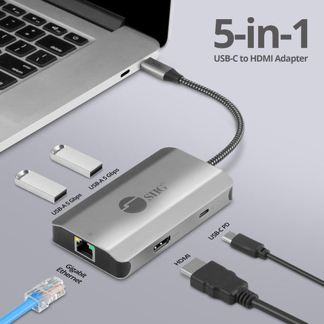 SIIG USB-C to HDMI with LAN Hub & PD 100W Adapter — JU-H30L11-S1