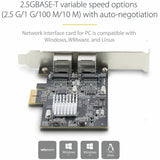 StarTech.com 2-Port 2.5G NBASE-T PCIe Network Card, Computer Network Card Interface, Intel® I225-V, Dual-Port Ethernet, Multi-Gigabit NIC — PR22GI-NETWORK-CARD