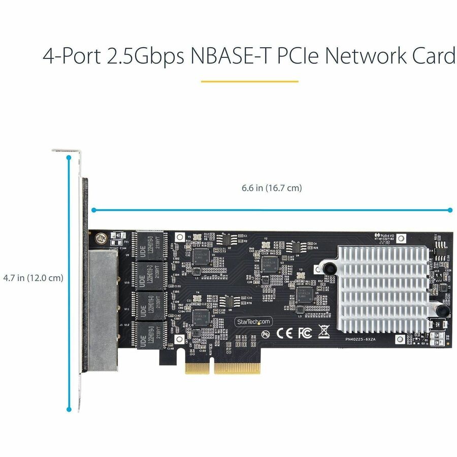 StarTech.com 4-Port 2.5G NBASE-T PCIe Network Card, Computer Network Card Interface, Intel® I225-V, Quad-Port Ethernet, Multi-Gigabit NIC — PR42GI-NETWORK-CARD