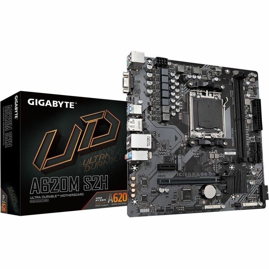Gigabyte Ultra Durable A620M S2H Desktop Motherboard - AMD A620 Chipset - Socket AM5 - Micro ATX — A620M-S2H