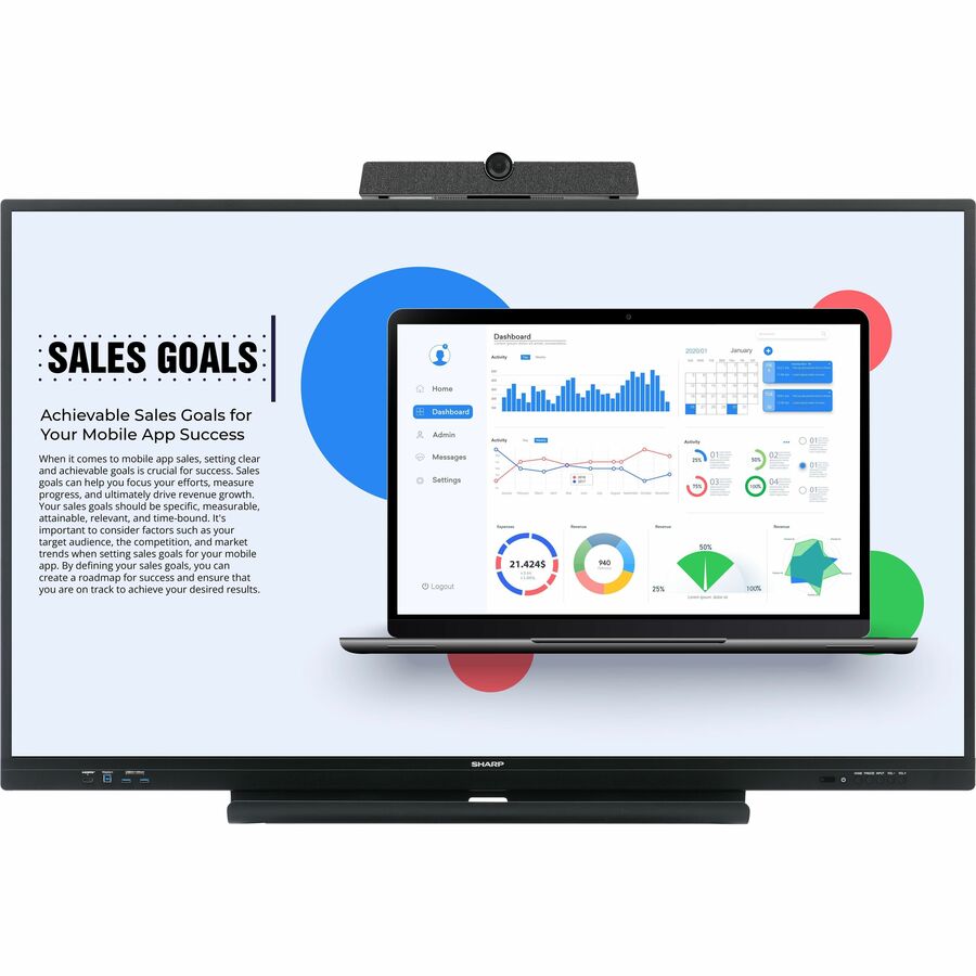 Sharp NEC Display 65" Class AQUOS BOARD — PN-LC652